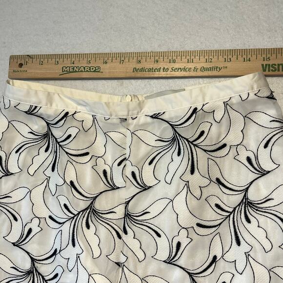 Maria Grazia Severi White Women's 46 Pants White Black Floral Flowy Quiet Luxury - Picture 4 of 7